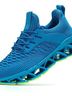 Women's Sky Blue Blade Comfort Non Slip Athletic Trainer Slip on Sneaker Shoes